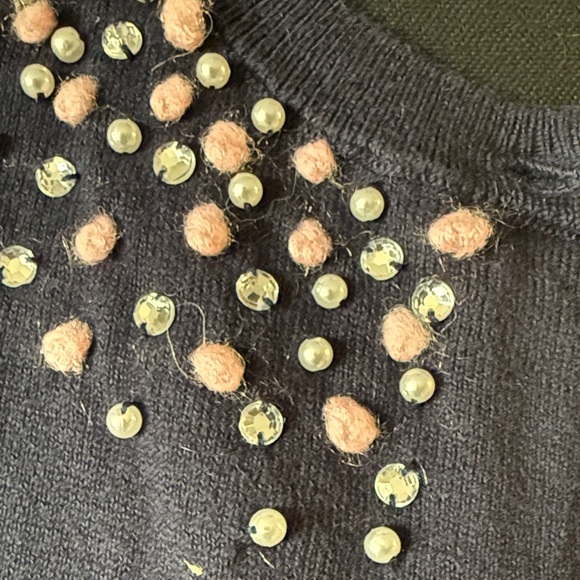 LOFT Dark Blue Cardigan with Pearl Details - Picture 2 of 2